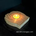 Love In Hand Wooden Candle Holder